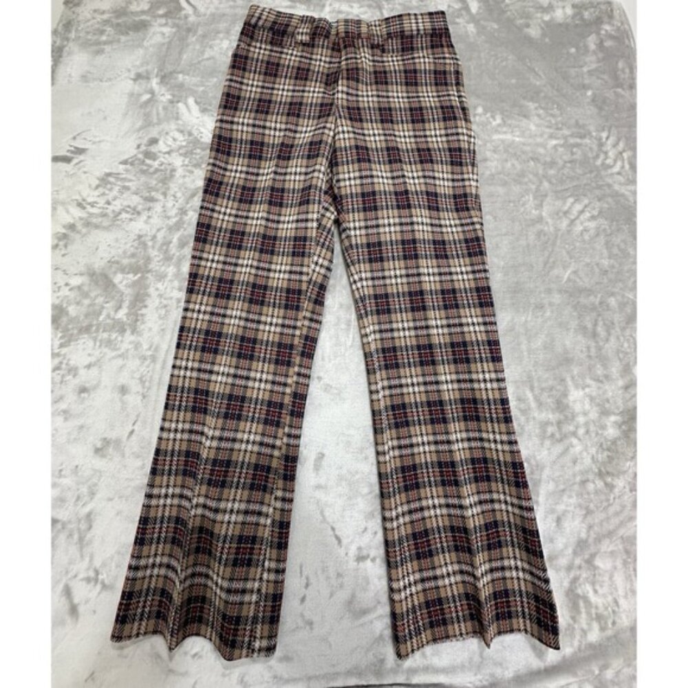 Vintage H.I.S. Mens Pants Squire 32x31 Polyester  1960s Chic‎ Leisure Plaid NWT
